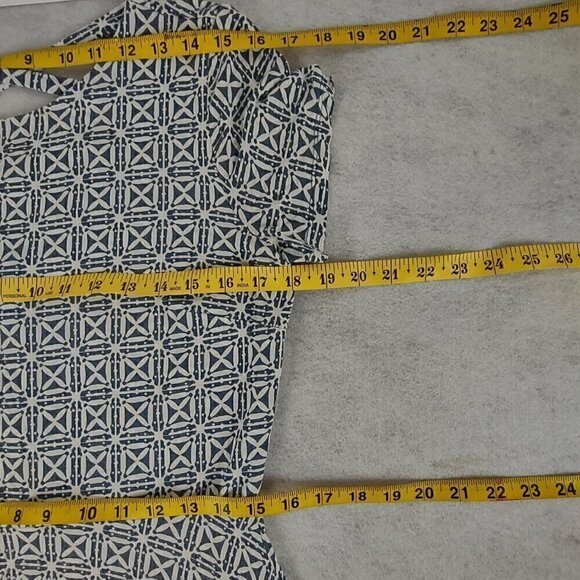 Loft Women's Blue White Geometric Print Short Sleeve Crew Neck Mini Dress Size 6 - Picture 8 of 10